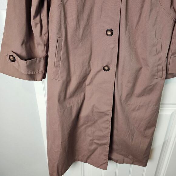 Vintage Rose Pink Trench Coat Womens Size XL Long 80s Retro Barbie Glam Rock - Picture 9 of 12